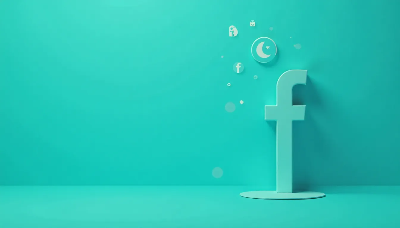 Imagem apresentando o logotipo do Facebook em uma tonalidade azulada, com ícones de redes sociais flutuando ao redor. O fundo é simples e clean, destacando o símbolo da plataforma.