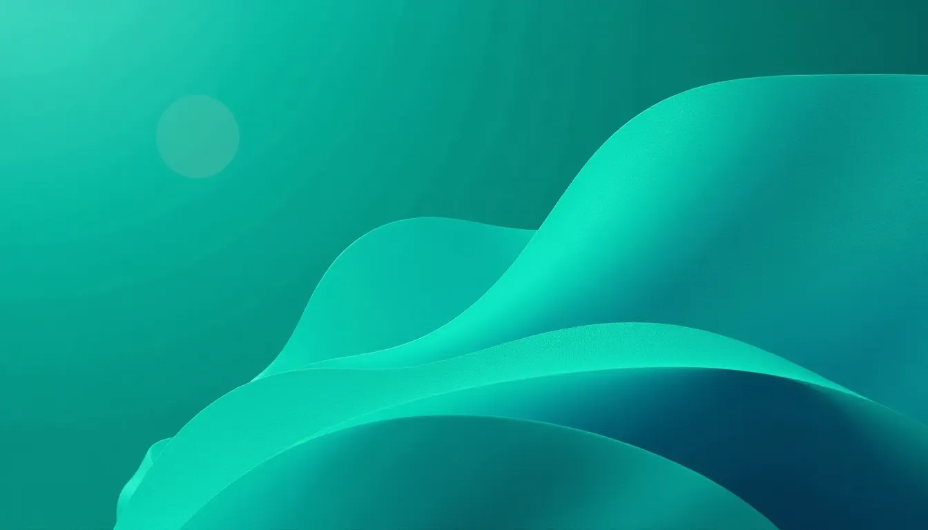 Fundo fluido em tom verde-água com ondas suaves e textura sutil, ideal para designs modernos e minimalistas.