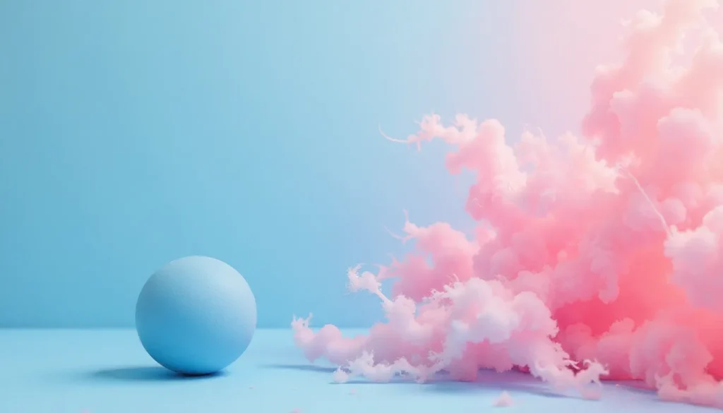 Ovo azul em um fundo azul claro, ao lado de nuvens rosa suave, criando uma composição visual delicada e lúdica. Ideal para artesanato, decoração ou temáticas de festa.