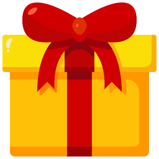 Caixa de presente amarela com laço vermelho, ideal para comemorações e datas festivas, simbolizando a troca de presentes e celebrações.
